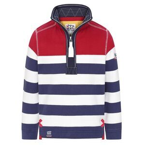Lazy Jacks Boys Striped Quarter Zip Sweatshirt / Rouge